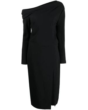 Theory Off-Shoulder Midi Dress - Black