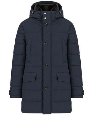 Moorer Hooded Quilted Jacket - Blue