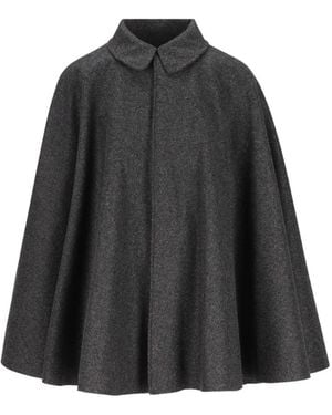Il tabarro Single-Breasted Virgin-Wool Cape - Black