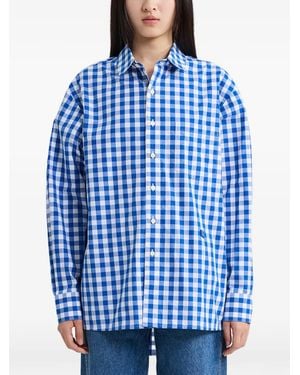 Adererror Gingham-Pattern Buttoned Shirt - Blue
