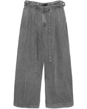 Bimba Y Lola Washed Fluid Denim Trousers With Belt - Grey