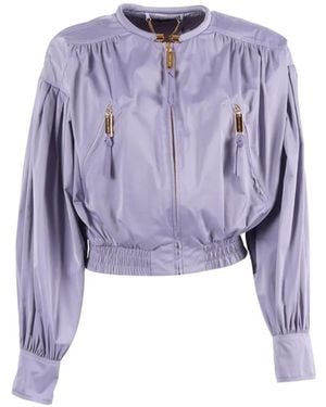 Elisabetta Franchi Zipped Cropped Jacket - Purple