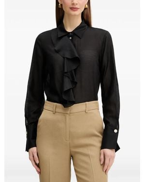 Fracomina Ruffled-Detail Button-Up Shirt - Black