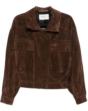 Saint Laurent Zipa-Fastening Suede Jacket - Brown