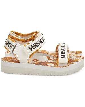 Versace Jeans Couture Logo Strap Sandals - Metallic