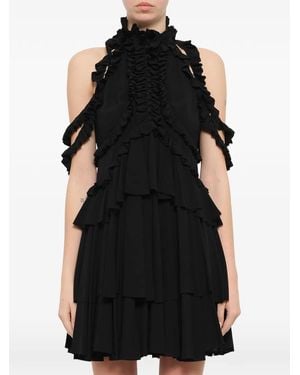 McQueen Robe Courte Volantée - Black