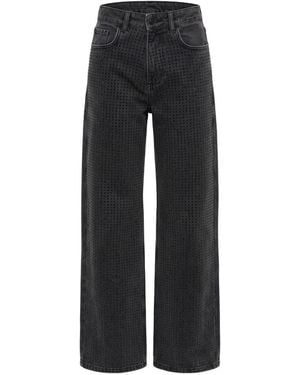 Benetton Embellished Wide-Leg Jeans - Noir