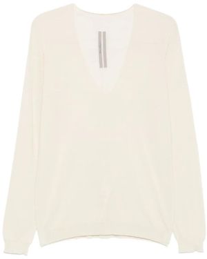 Rick Owens V-Neck Wool Sweater - White