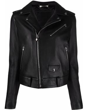 Philipp Plein レザー ライダースジャケット - ブラック