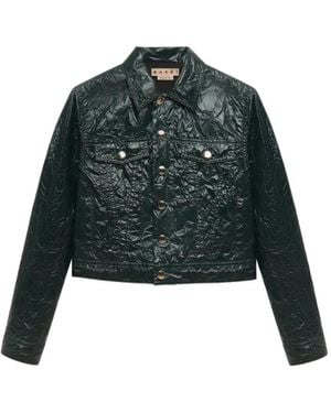 Marni Crinkled-Finish Jacket - Green