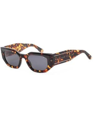 Philipp Plein Tortoiseshell-Effect Geometric-Frame Sunglasses - Brown