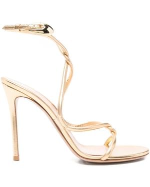 Gianvito Rossi 105Mm Jungle Mamba Strappy Leather Sandals - Metallic