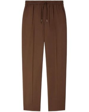 Sandro Elasticated Straight-Leg Trousers - Brown