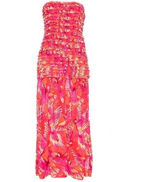 FARM Rio Flying Birds Ruched Maxi Dress - Red