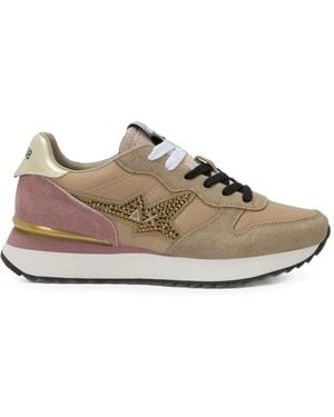 Sun 68 Stargirl Crystal-Embellished Paneled Sneakers - White