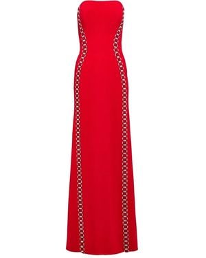 Jenny Packham Schulterfreies Maxikleid Mit Kristallen - Rot