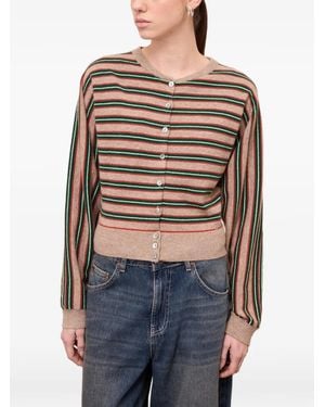 Ottod'Ame Gestreept Vest Met Knopen - Blauw