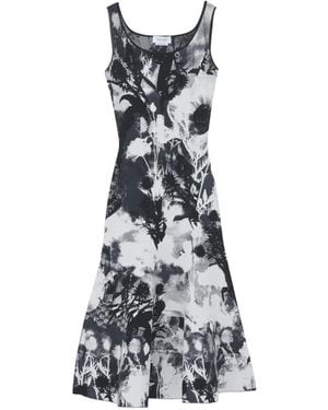 McQueen Floral-Intarsia Sleeveless Midi Dress - White