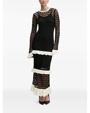 Never Fully Dressed Crochet-Knit Ruffled Dress - Black