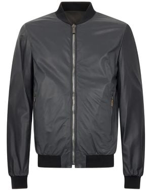 Moorer Leather Bomber Jacket - Grey