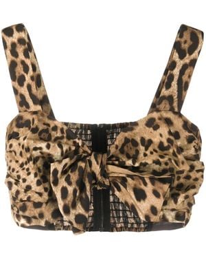 Dolce & Gabbana Cropped Top With Bold Leopard Print - Braun