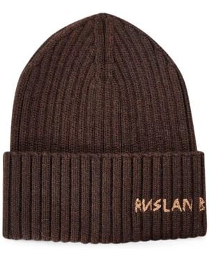 Ruslan Baginskiy Logo-Embroidered Beanie Hat - Brown