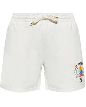 CASABLANCA Relaxed Fit Cotton Shorts - White