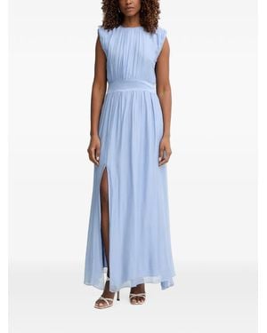 Haveone Pleated Side-Slit Maxi Dress - Blue