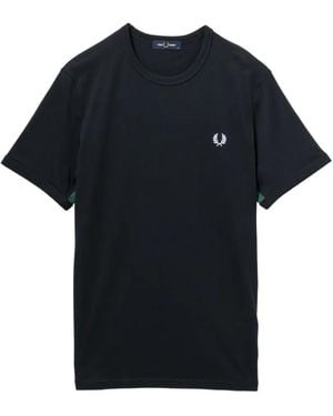 Fred Perry Logo-Embroidered T-Shirt - Black