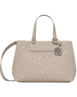 ARMANI EXCHANGE Logo-Embossed Tote Bag - Natural