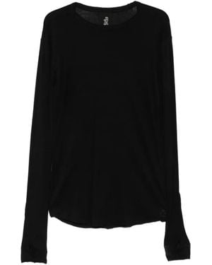 Thom Krom T-Shirt Manches Longues À Bords Francs Et Fentes Pour Les Pouces - Noir
