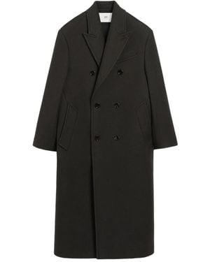Ami Paris Double-Breasted Wool Coat - Black