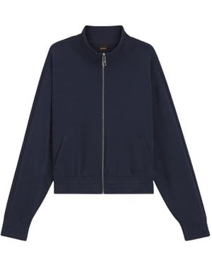 BOSS Relaxed-Fit Sweatshirt With Piping Details - Blue
