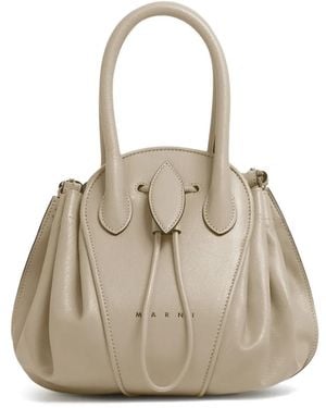 Marni Leather Tulipea Small Handbag - Natural