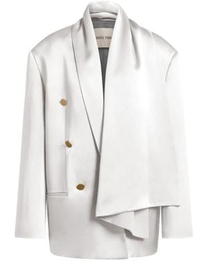 Alberta Ferretti Double-Breasted Scarf-Detail Coat - White