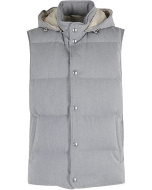 Eleventy Hooded Quilted Gilet - Grey