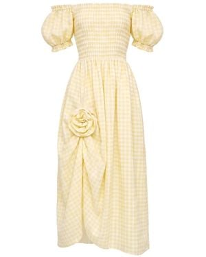 Sleeper Gingham-Check Maxi Belle Dress - Metallic