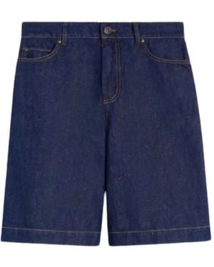 Weekend by Maxmara Button Denim Shorts - Blue