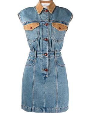 Philosophy Di Lorenzo Serafini Contrasting-Panels Denim Dress - Blue