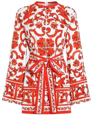 Dolce & Gabbana Majolica-Print Charmeuse Shirt - Red