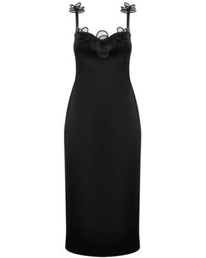 David Koma Flower-Embellishment Midi Dress - Black