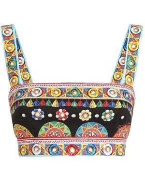 Dolce & Gabbana Katoenen Top Met Carretto-Print - Grijs