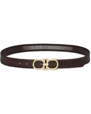 Ferragamo Adjustable Gancini Belt - White
