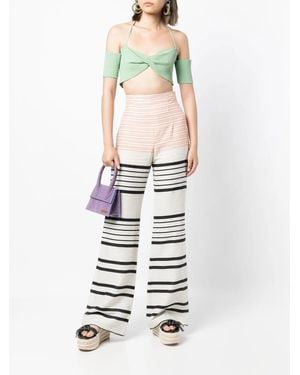 Bambah Pantalon Rayé À Taille Haute - Blanc