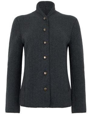 Giorgio Armani Chevron-Knit Button-Up Blazer - Black