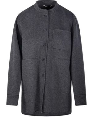 Max Mara Button-front patch-pocket shirt jacket - Grau