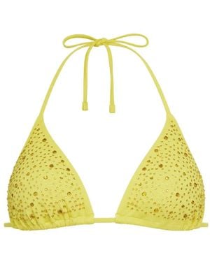 Guess Crystal-Embellished Triangle Bikini Top - Yellow