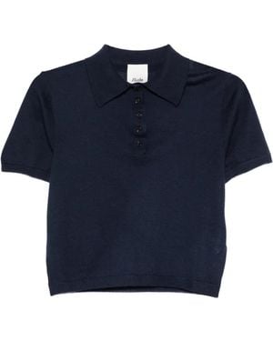 Allude Buttoned Polo Top - Blue