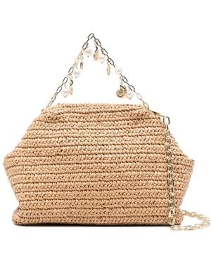 Self-Portrait Zelfportret Raffia Charm Crossbody Bag - Naturel
