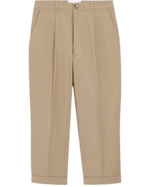 Ami Paris Pantalon Oversize À Plis Marqués - Natural